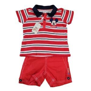 NWT DISNEY STORE EUROPE MICKEY MOUSE SHIRT AND SHORTS SET SZ.18-24